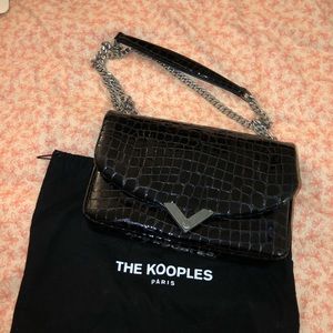 The Kooples Stella medium croc embossed shoulder flap bag